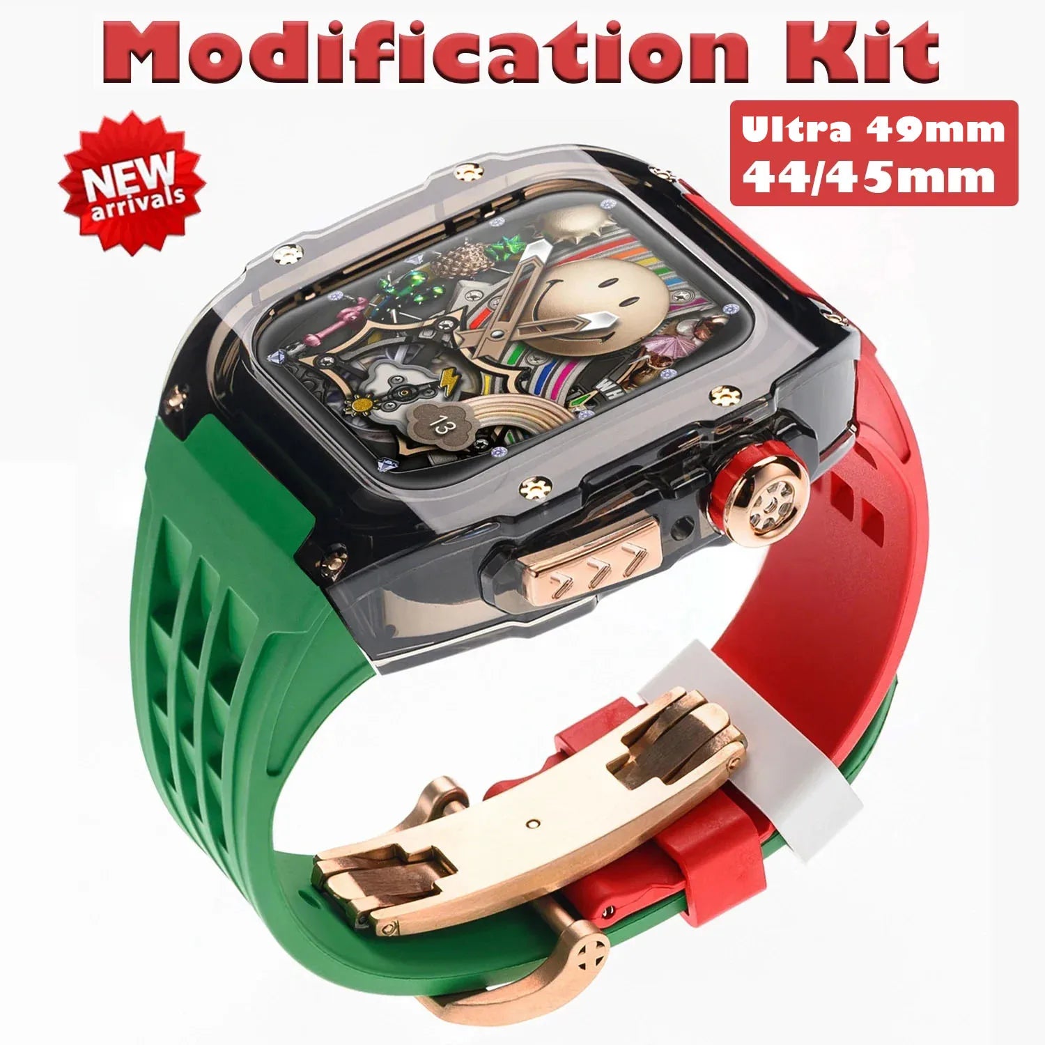 Transparent Case+band For Apple Watch Ultra 49mm band Full Cover band Modification Kit For Apple Watch SE 9 8 7 6 5 4 45mm 44mm